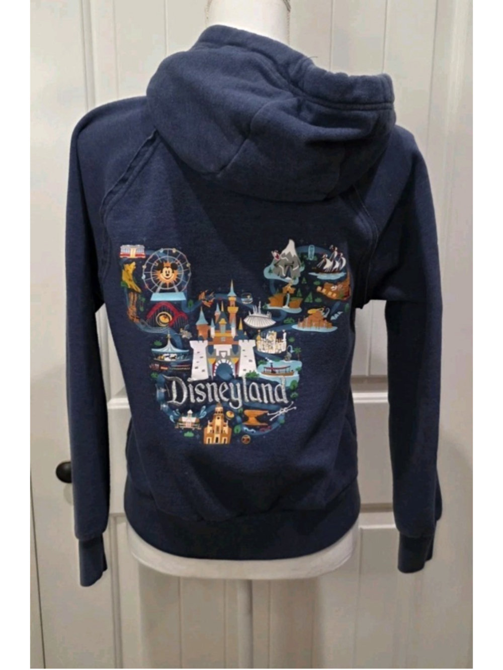 Disney Park Disneyland Mickey Ear Hoodie Zip Sweatshirt Sz S Graphic Embroidered
